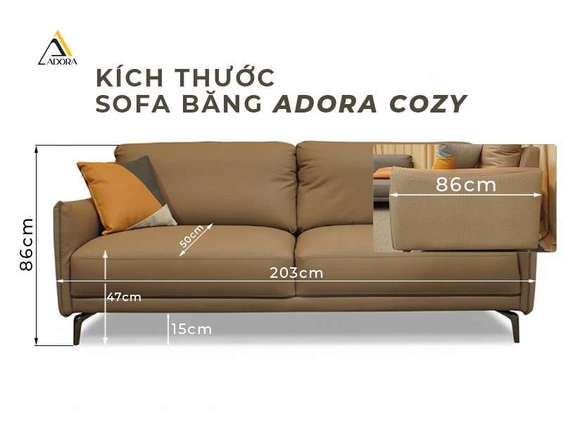Kích thước sofa dora cozy