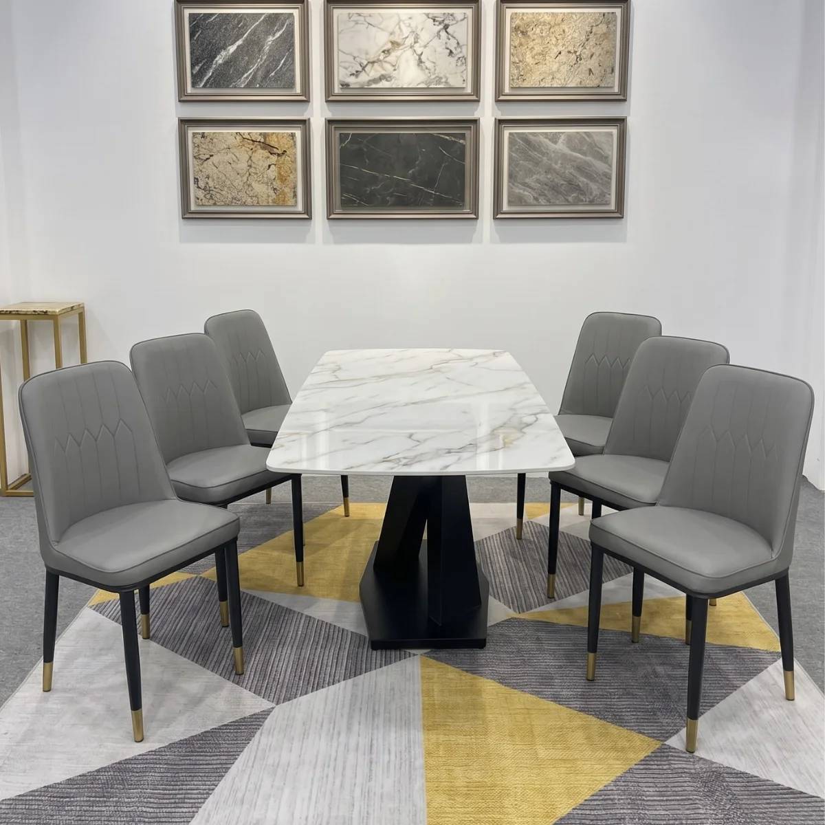 Bàn ăn mặt đá ceramic 6 ghế Adora Monet