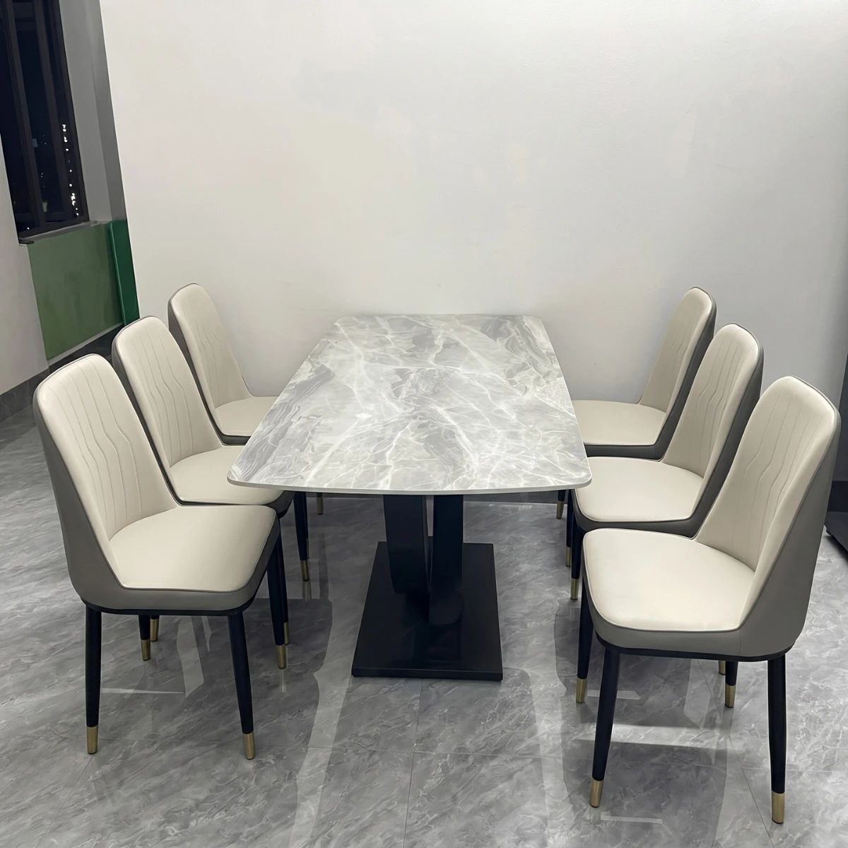 Bàn ăn mặt đá ceramic 6 ghế Adora Monet