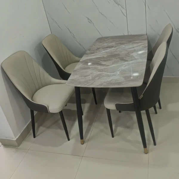 Bàn ăn mặt đá ceramic chân côn 4 ghế Pamper