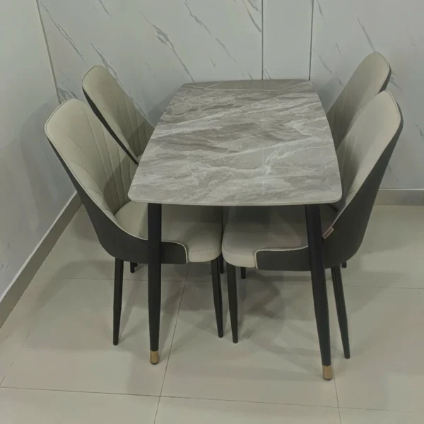 Bàn ăn mặt đá ceramic chân côn 4 ghế Pamper