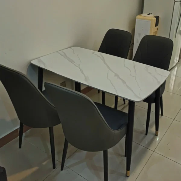 Bàn ăn mặt đá ceramic chân côn 4 ghế Pamper