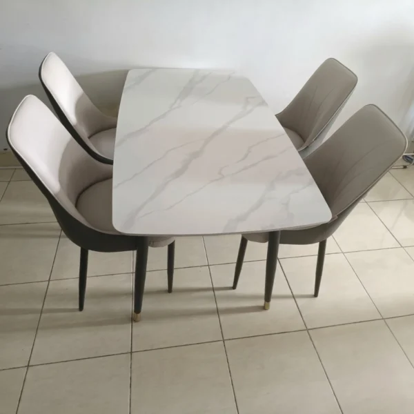 Bàn ăn mặt đá ceramic chân côn 4 ghế Pamper