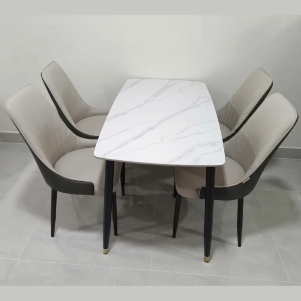 Bàn ăn mặt đá ceramic chân côn 6 ghế Pamper