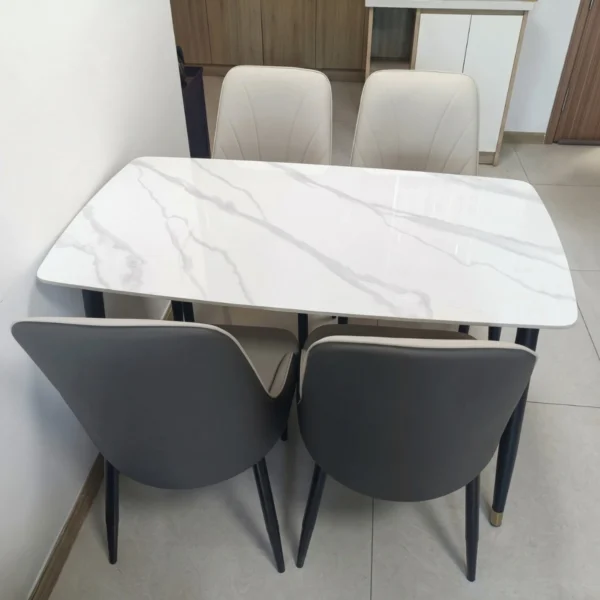Bàn ăn mặt đá ceramic chân côn 8 ghế Pamper