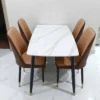 Bàn ăn mặt đá ceramic chân côn ghế Monet