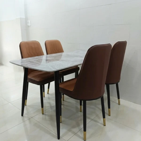 Bàn ăn mặt đá ceramic chân côn ghế Monet