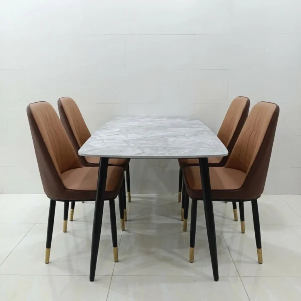 Bàn ăn mặt đá ceramic chân côn ghế Monet