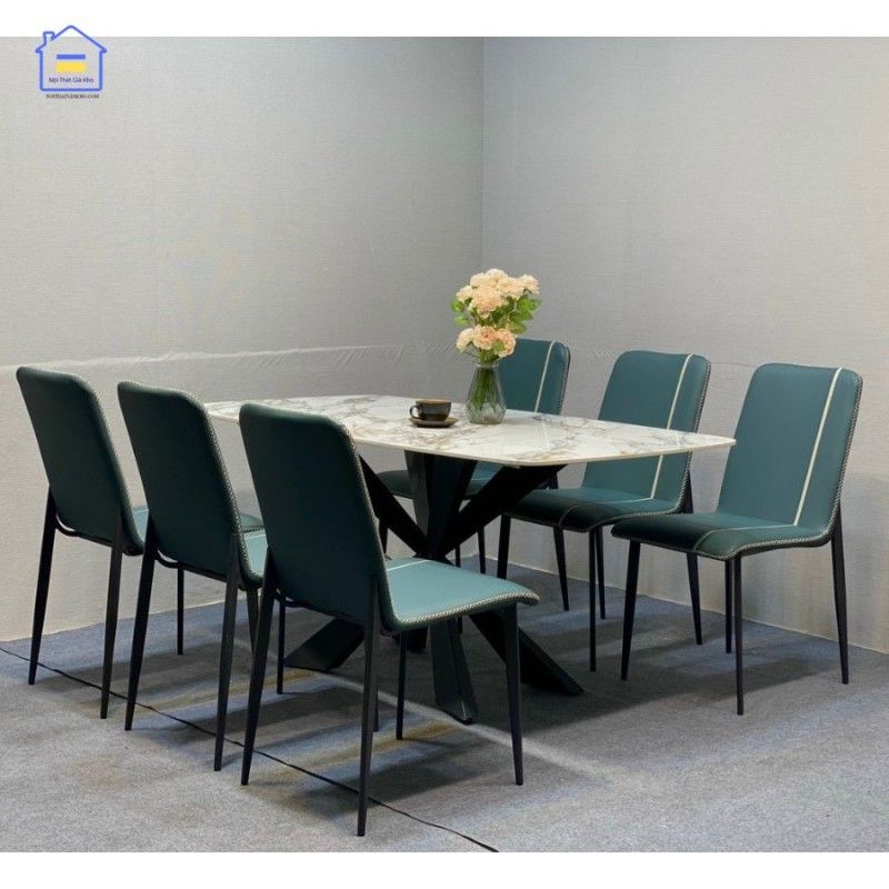 Bàn ăn mặt đá Ceramic kết hợp 6 ghế Vertical