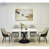 Bàn ăn mặt đá phiến kèm 6 ghế Monet có tay
