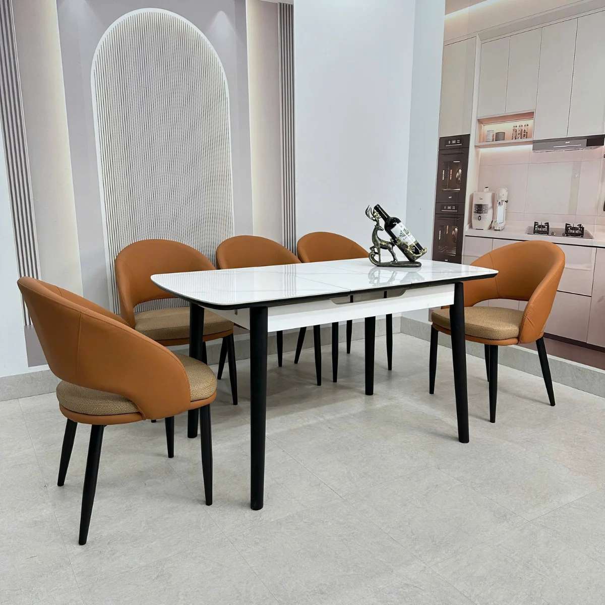 Bàn ăn thông minh mặt đá ceramic kéo dài
