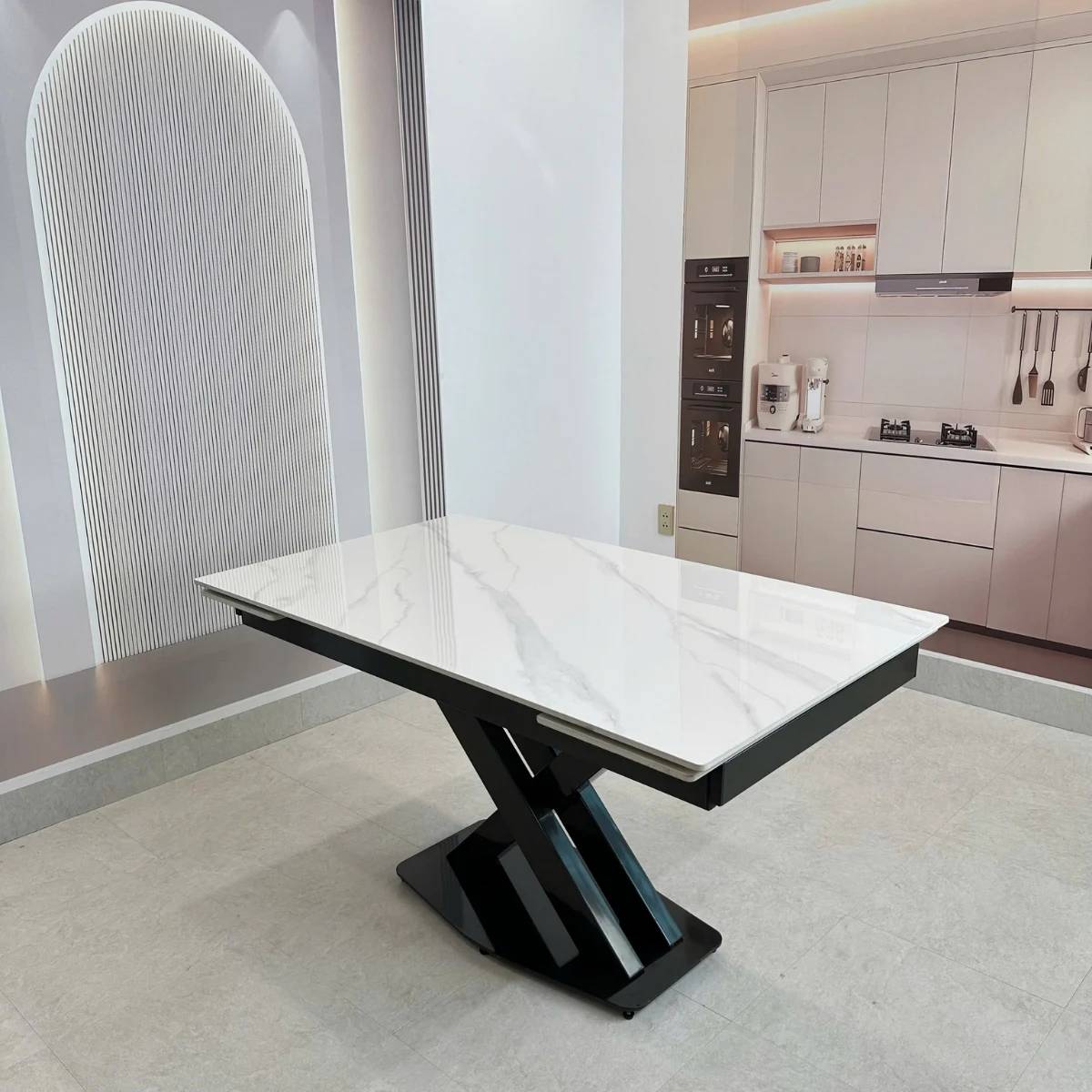 Bàn ăn thông minh mặt đá ceramic kéo dài 2 đầu