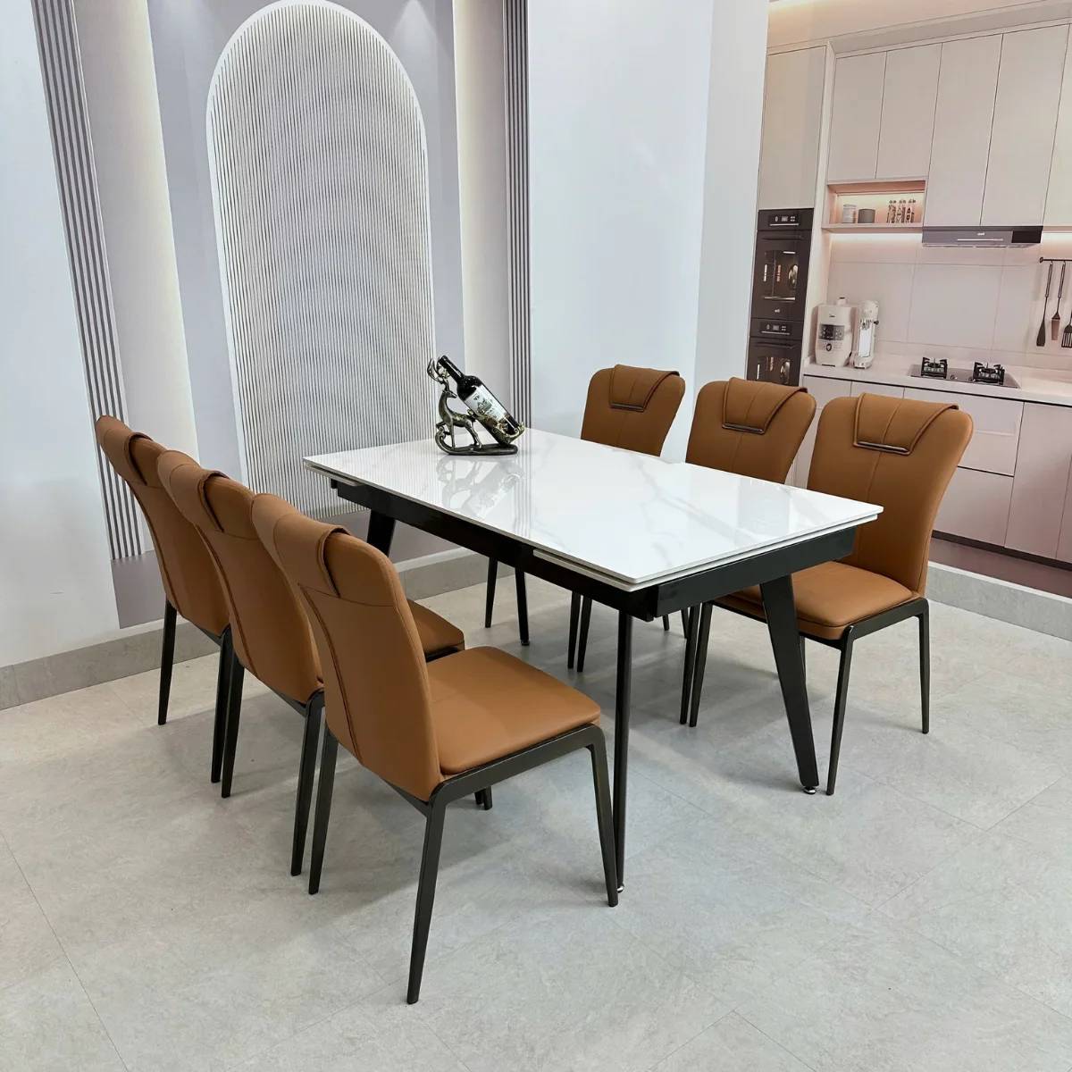 Bàn ăn thông minh mặt đá Ceramic kéo dài ghế Maris