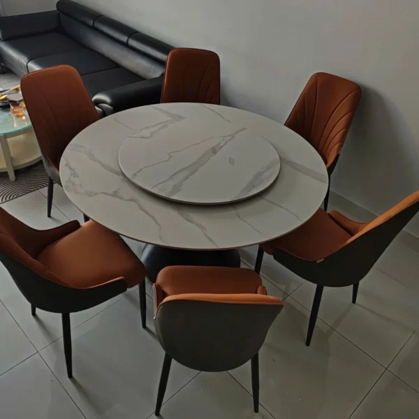 Bàn ăn tròn mặt đá ceramic Adora Pamper