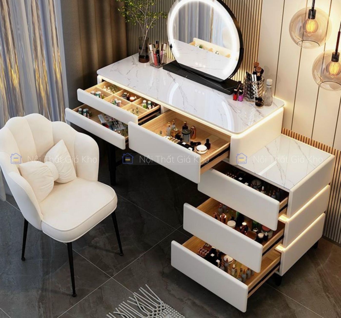 Bàn trang điểm kèm ghế hiện đại GK10