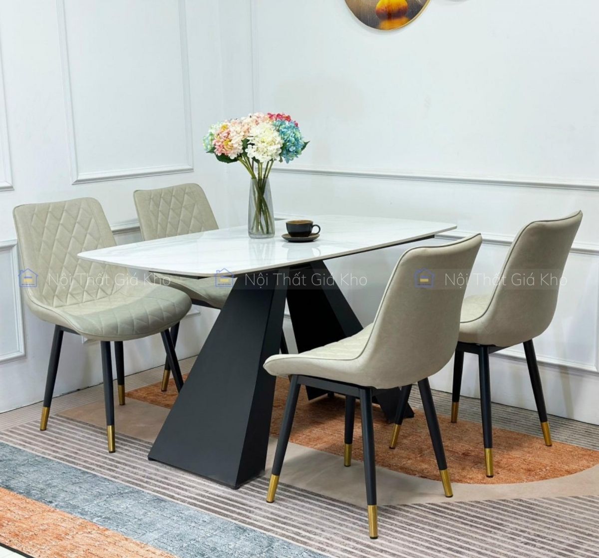 Bộ bàn ăn 4 ghế Loft trám