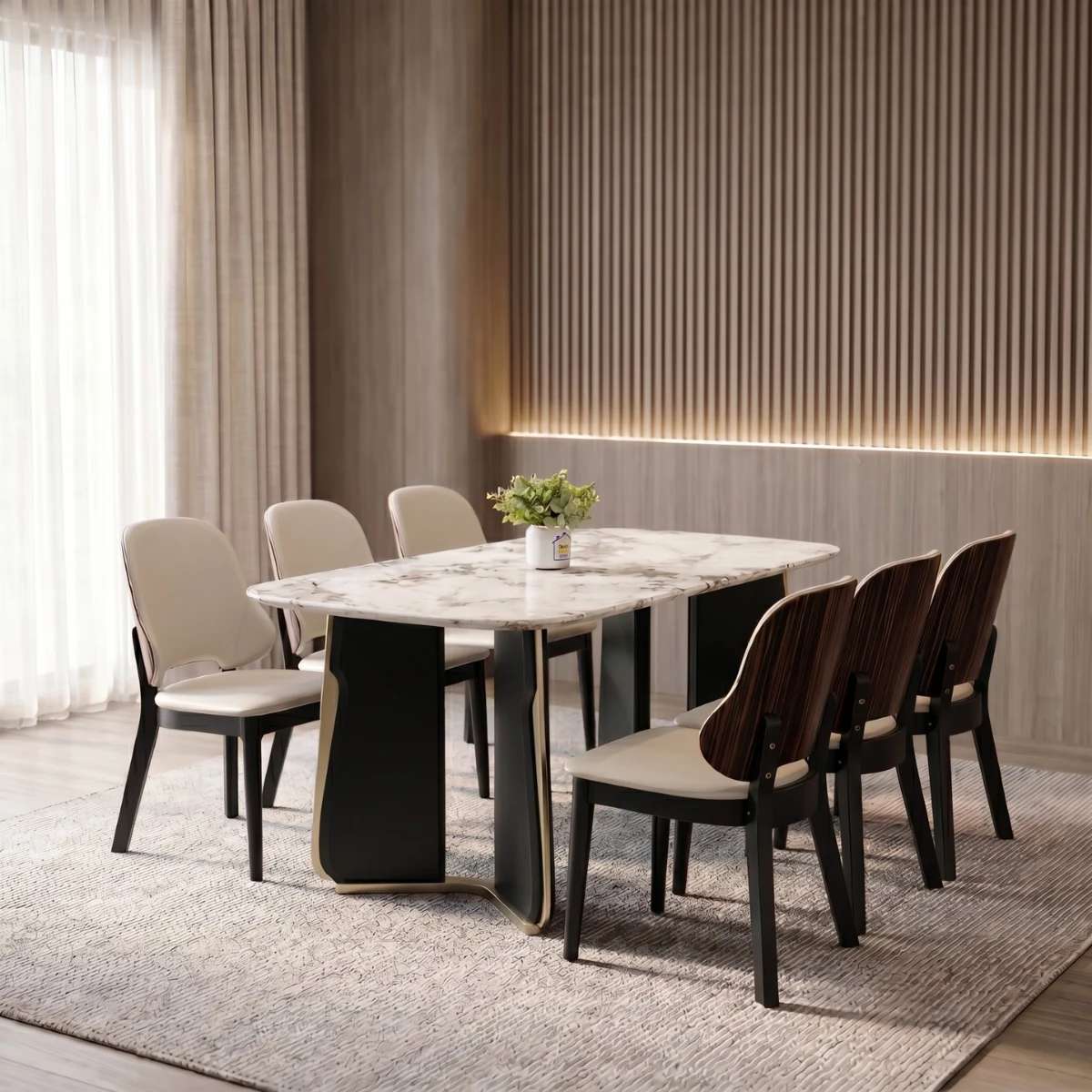 Bộ bàn ăn gỗ 6 ghế Adora