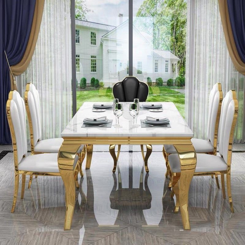 Bộ bàn ăn mặt đá cao cấp tân cổ điển