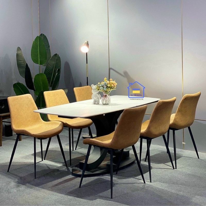 Bộ bàn ăn mặt đá Ceramic 6 ghế Nelson