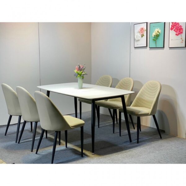 Bộ bàn ăn mặt đá phiến Ceramic kèm ghế Leaf