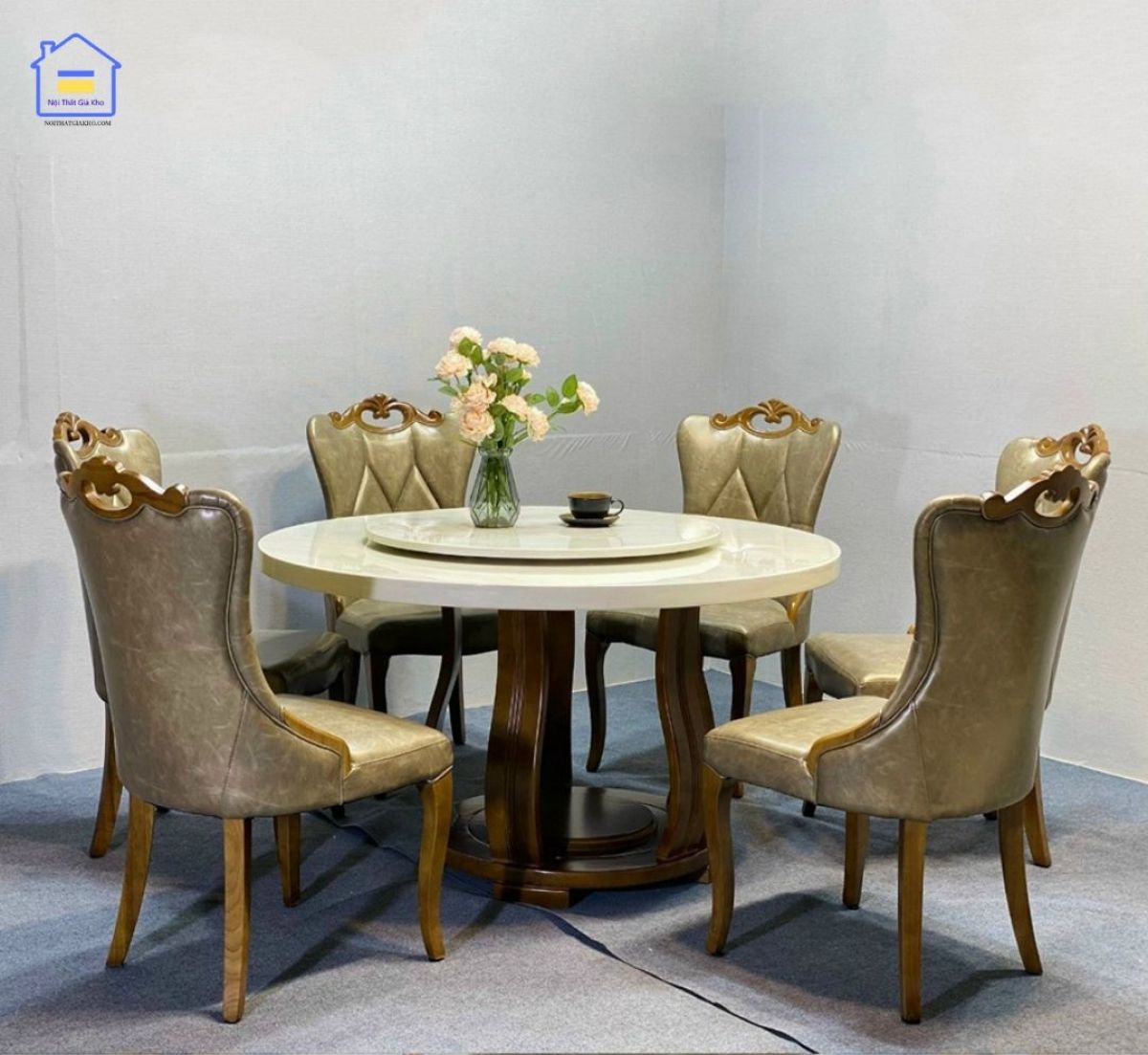 Bộ bàn ghế cổ điển mặt đá cẩm thạch