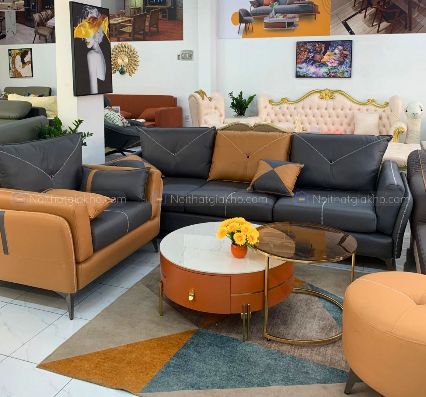 Bộ sofa băng da công nghệ NTVT008