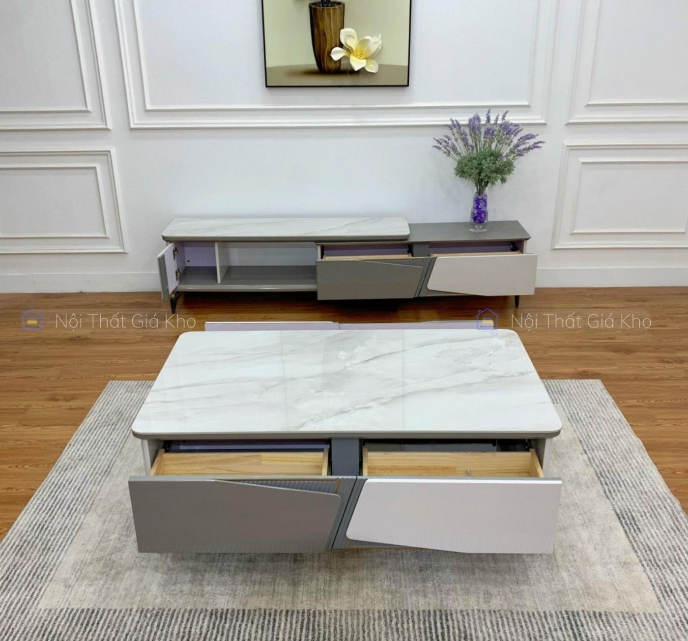Combo bàn trà và kệ tivi nhập khẩu