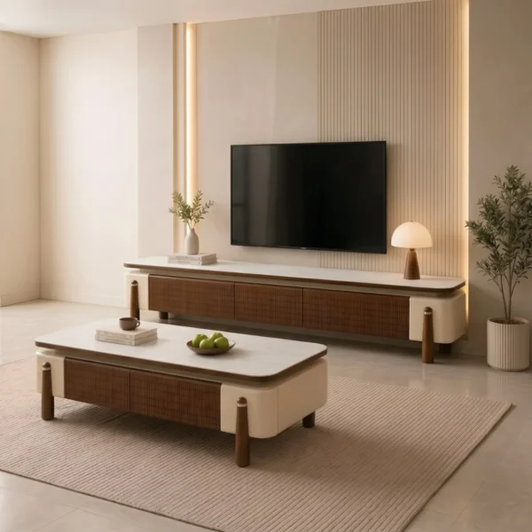 Combo bàn trà và kệ tivi nhập khẩu BT23