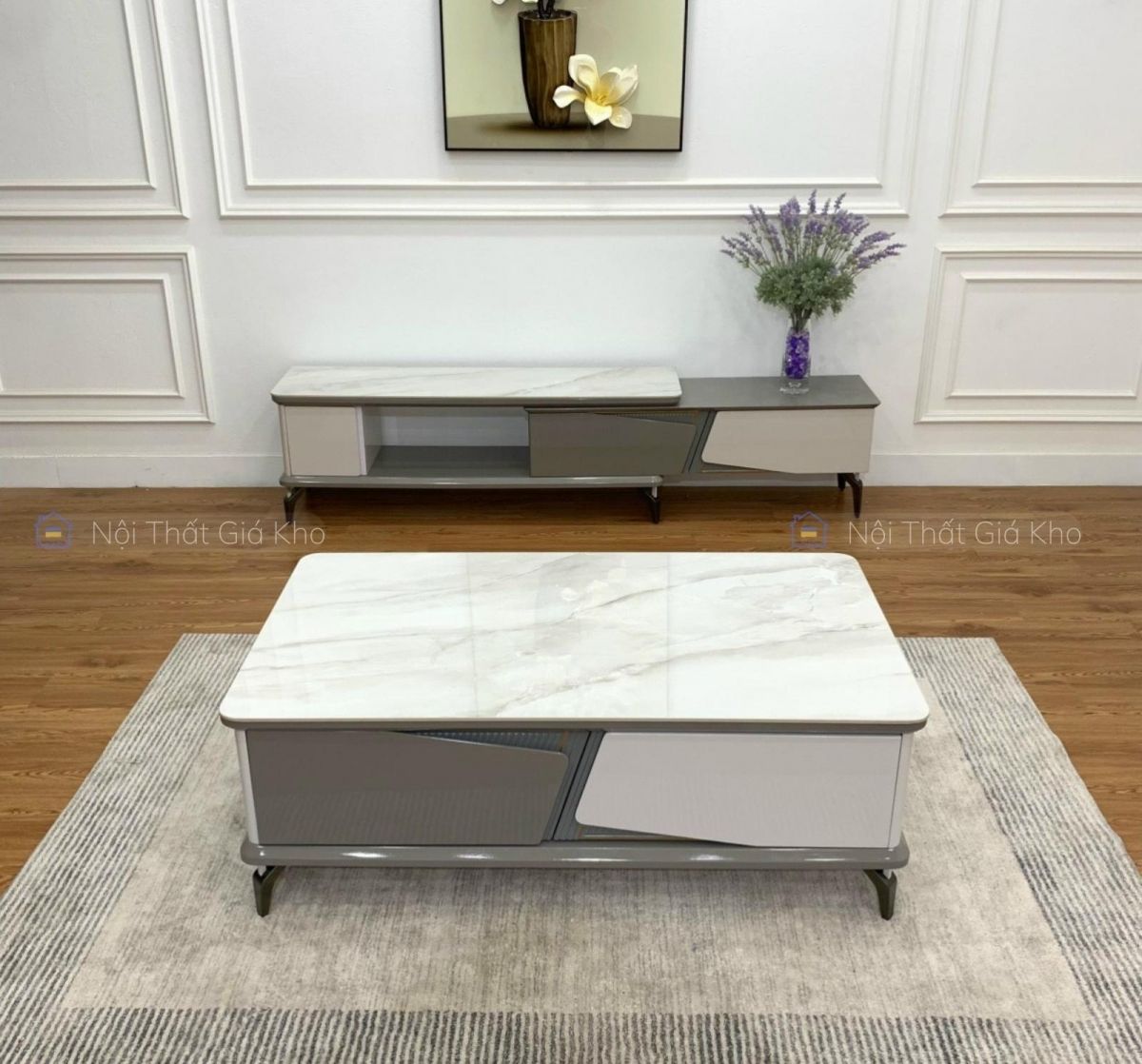 Combo bàn trà và kệ tivi nhập khẩu