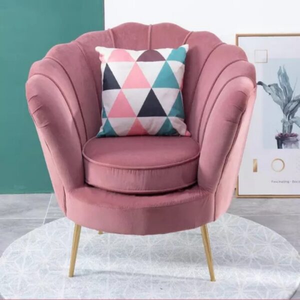 Ghế sofa đơn vỏ sò chân sắt mạ vàng