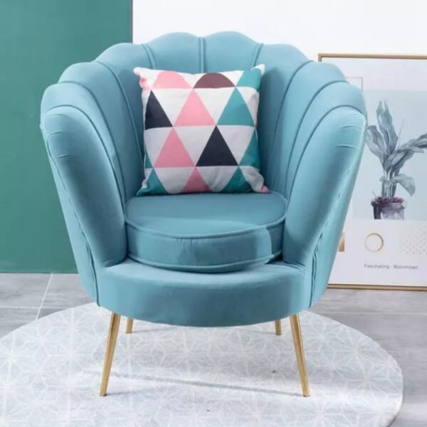 Alternative view of Ghế sofa đơn vỏ sò chân sắt mạ vàng