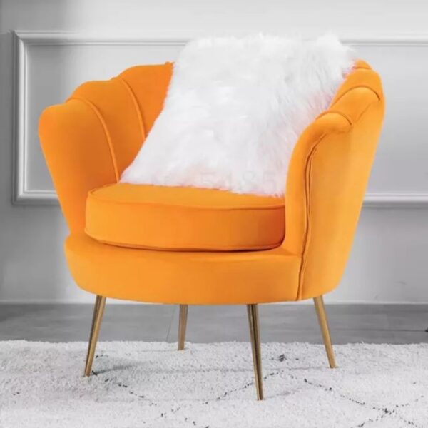 Ghế sofa đơn vỏ sò chân sắt mạ vàng
