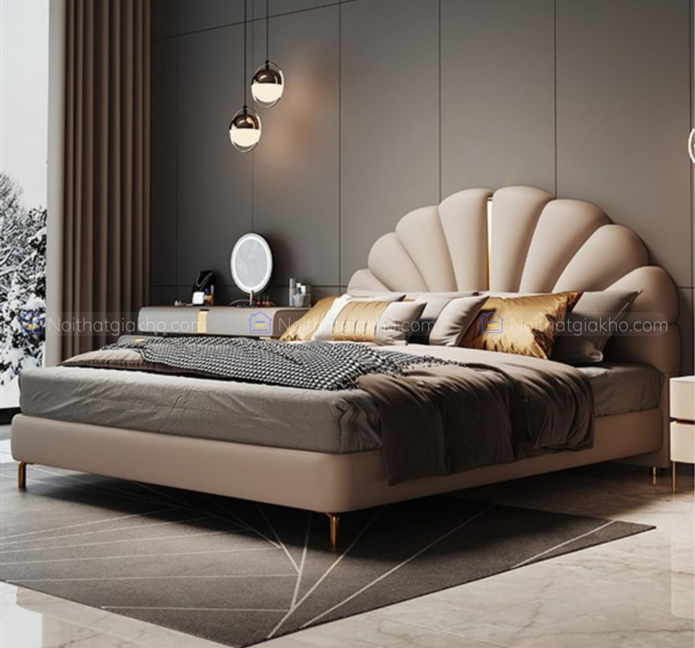 Giường bọc da nhập khẩu GN09
