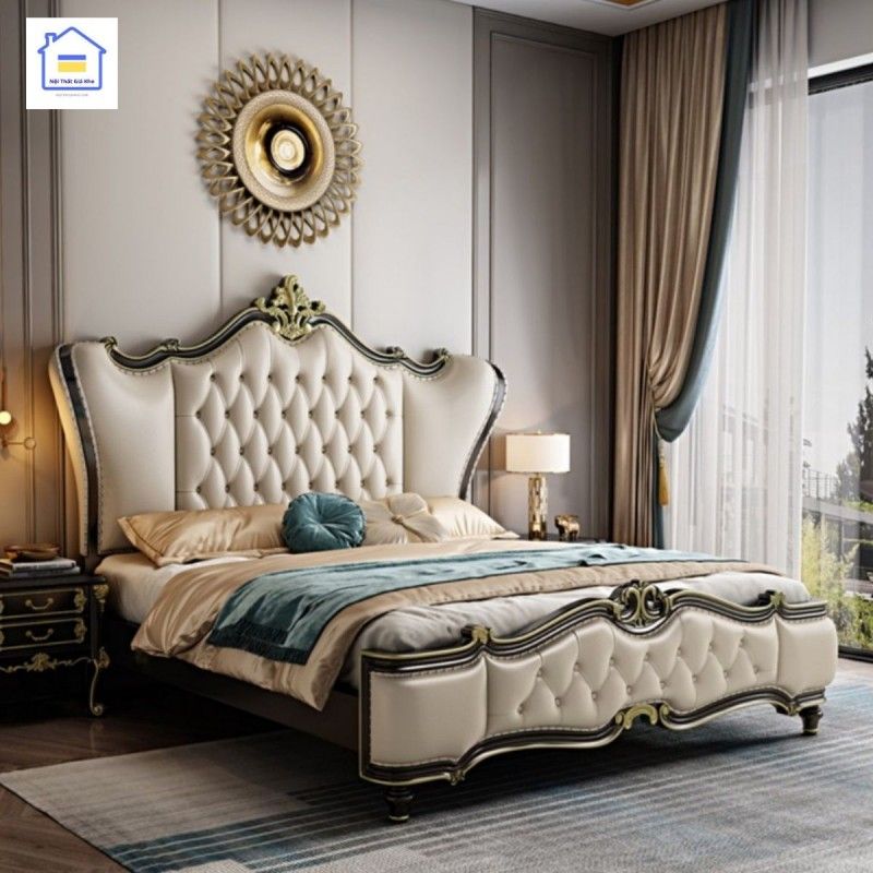 Giường bọc nệm hoàng gia GN01, Giường bọc nệm nhập khẩu cao cấp