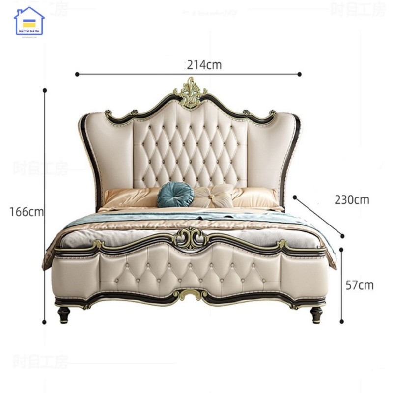 Giường bọc nệm hoàng gia GN01, Giường bọc nệm nhập khẩu cao cấp