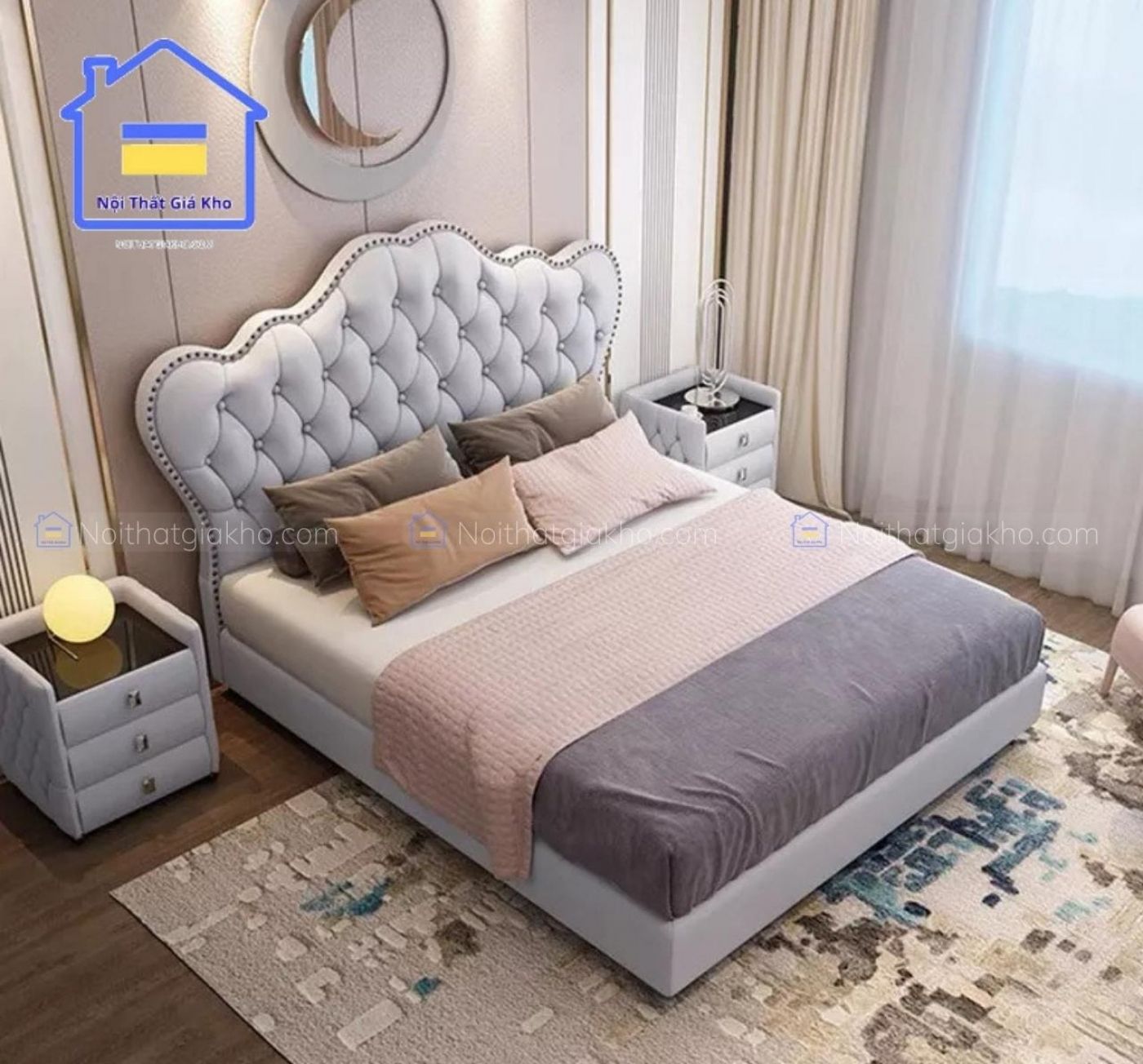 Giường bọc nệm tân cổ điển