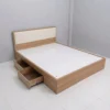 Giường gỗ MDF bọc nệm 2 hộc kéo