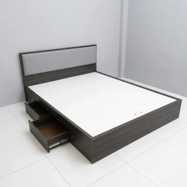 Giường gỗ MDF bọc nệm 2 hộc kéo