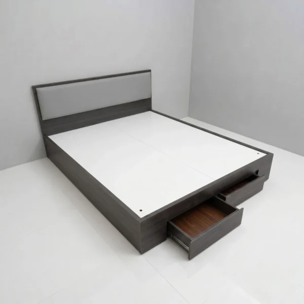 Giường gỗ MDF bọc nệm 2 hộc kéo