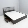 Giường gỗ MDF bọc nệm có hộc kéo