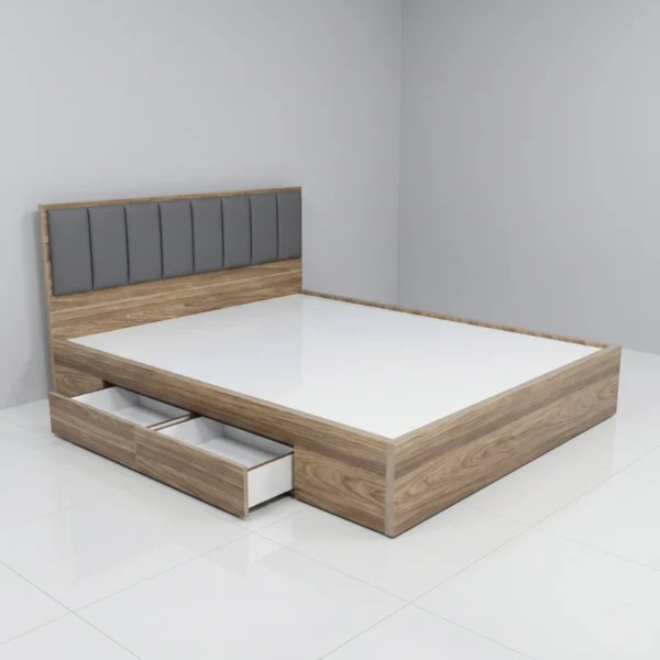 Giường gỗ MDF bọc nệm có hộc kéo
