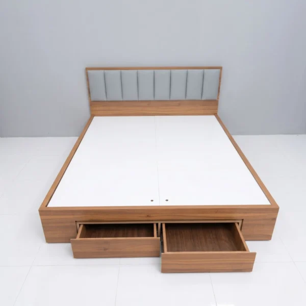 Giường gỗ MDF bọc nệm có hộc kéo