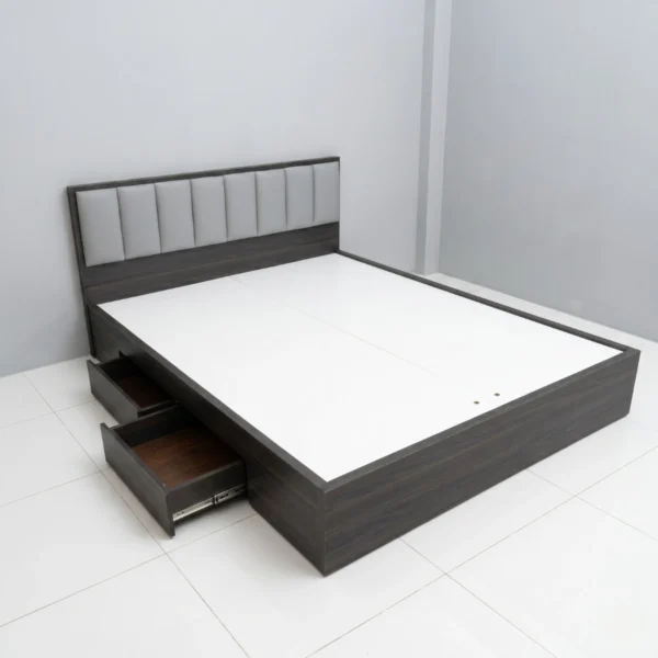 Giường gỗ MDF bọc nệm có hộc kéo