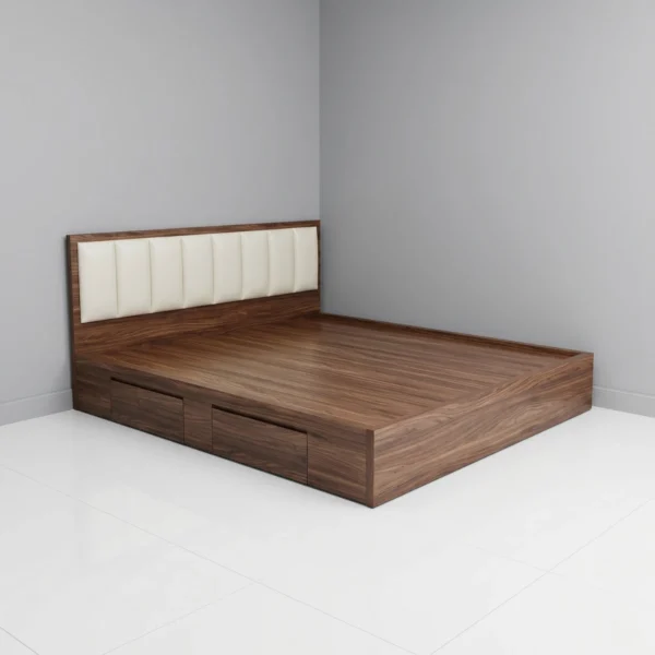 Giường gỗ MDF bọc nệm có hộc kéo
