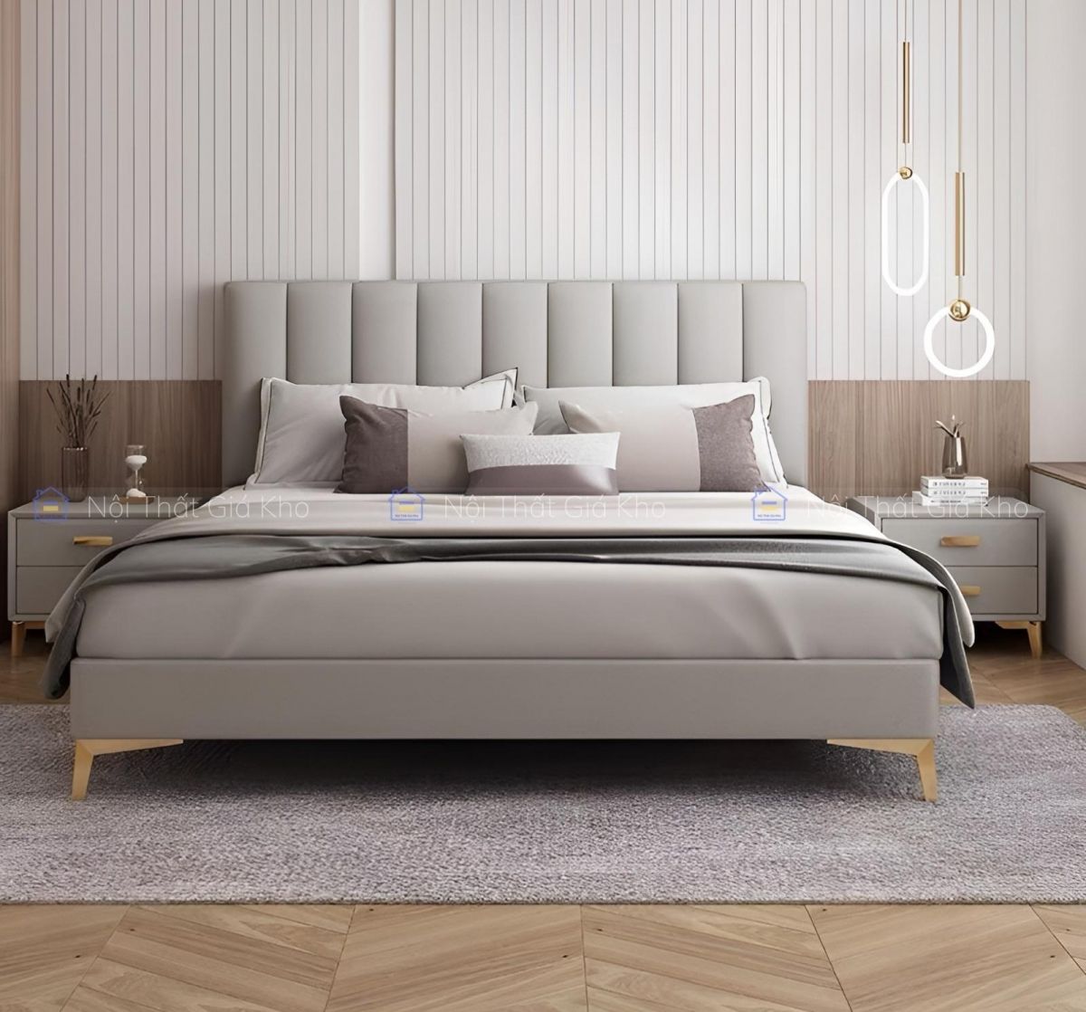Giường ngủ bọc nệm da đẹp hiện đại giá rẻ