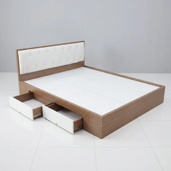 Giường ngủ gỗ MDF bọc nệm có 2 hộc kéo