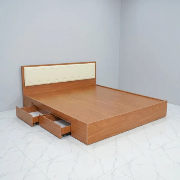 Giường ngủ gỗ MDF bọc nệm có 2 hộc kéo