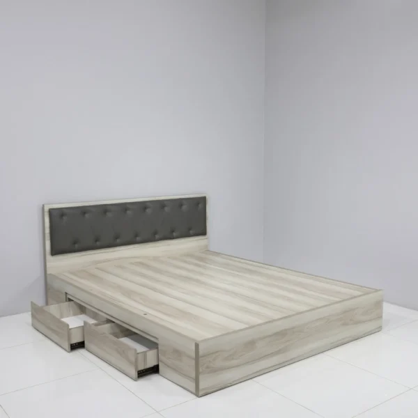 Giường ngủ gỗ MDF bọc nệm có 2 hộc kéo