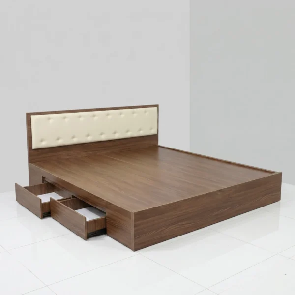Giường ngủ gỗ MDF bọc nệm có 2 hộc kéo