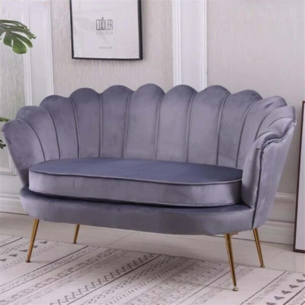 Sofa băng phòng khách vỏ sò chân sắt mạ vàng